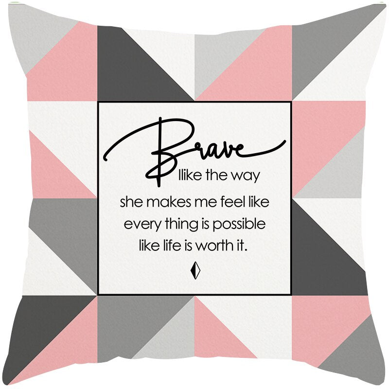Yickyue Pink Geometric Printing Cushion Blanket Flannel Air Conditioning Blanket Sofa Pillow Dual-use Square Seat Cushions Home Pillows