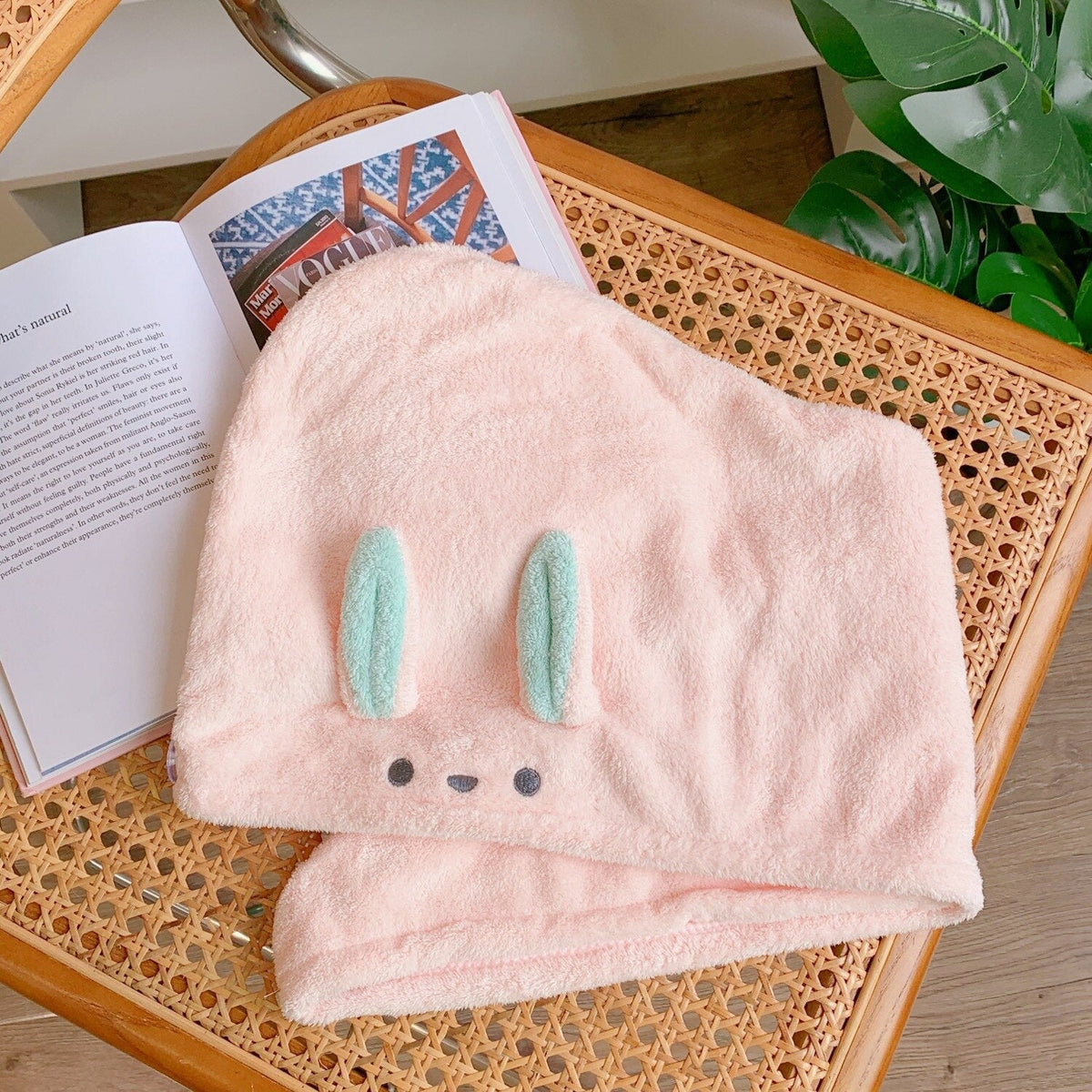 W&G Women Dry Hair Cap Fine fleece Cute Bunny Bear Towels Korea Absorbent Soft Cute Hair Towel Shampoo Shower Cap Dry Hair Towel
