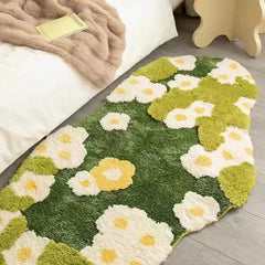 YICKYUE  -  Aesthetic Tufting Moss Floral Bedroom Rug Bathroom Mat Soft Meadow Plant Living Room Carpet Bedside Floor Pad Doormat Home Decor