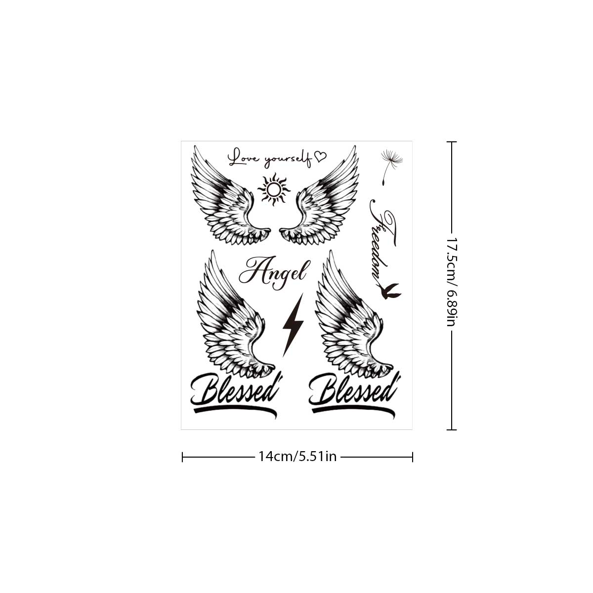 YICKYUE  -  1PC Fairy Wings Sun Shiny Tattoo Sticker Waterproof Hand Body Art Fake Tattoos For Women Makeup Dance Music Festival