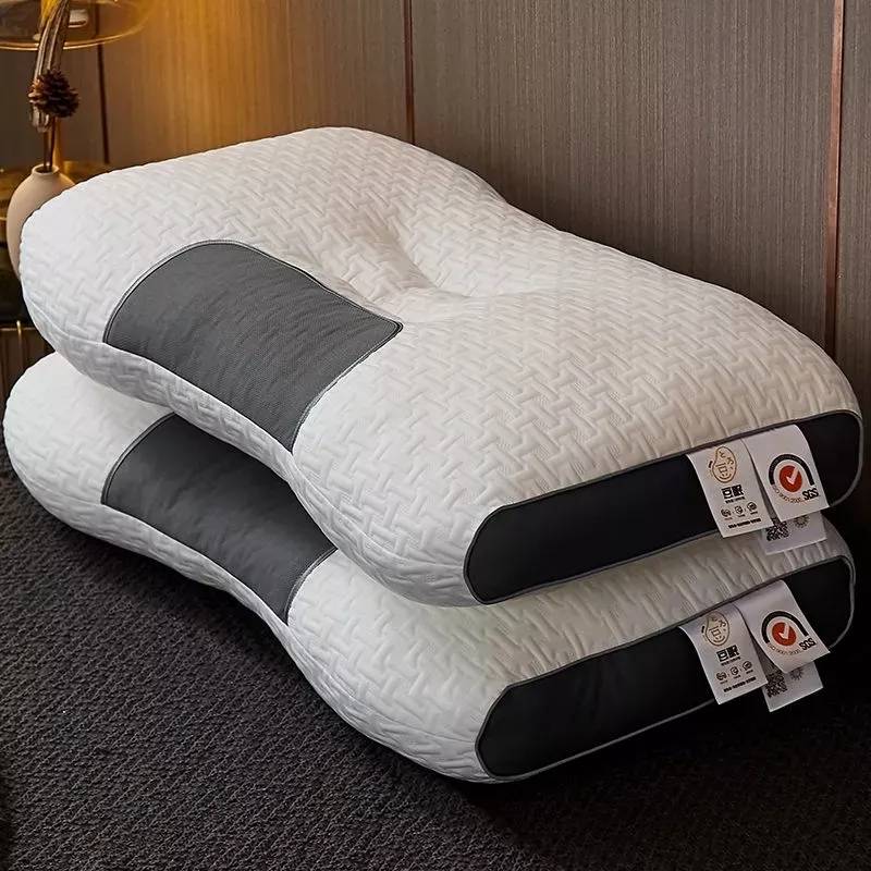 White Sleeping Spa Massage Pillow 100% Cotton Three-dimensional Neck Pillow Microfiber Soft Fill Side Sleep Single Adult Pillow