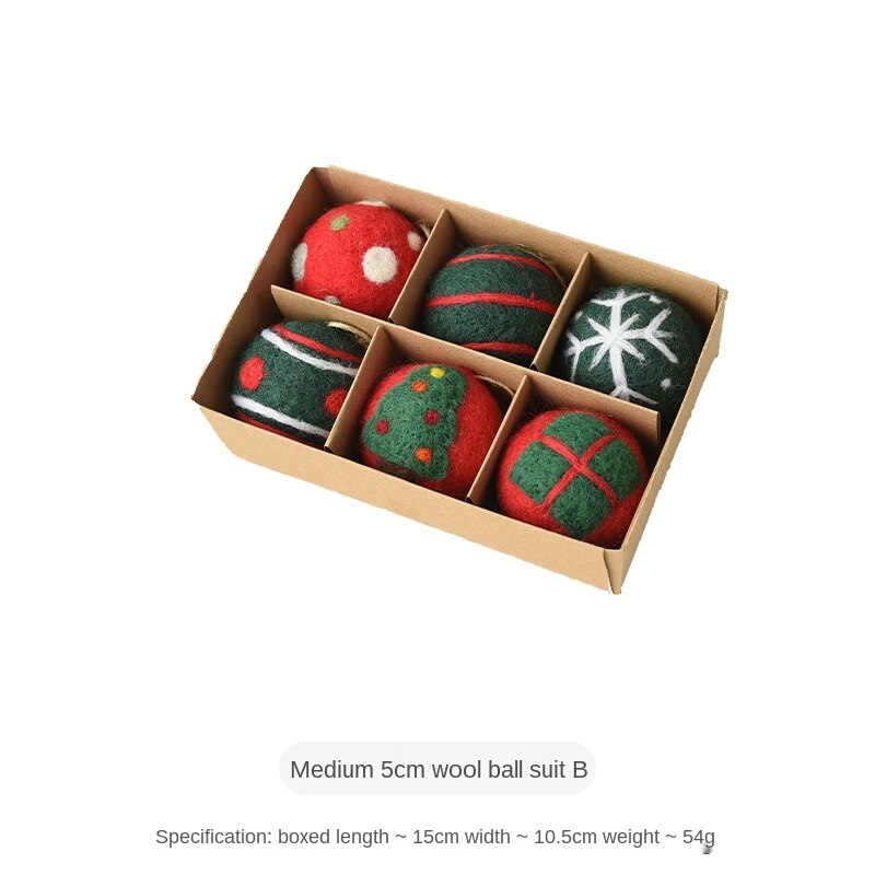 Christmas Tree Pendant Wool Ball Pendant Wool Felt Diy Xmas Home New Year Gift DIY Scene Layout Decor for Windows Gift Box