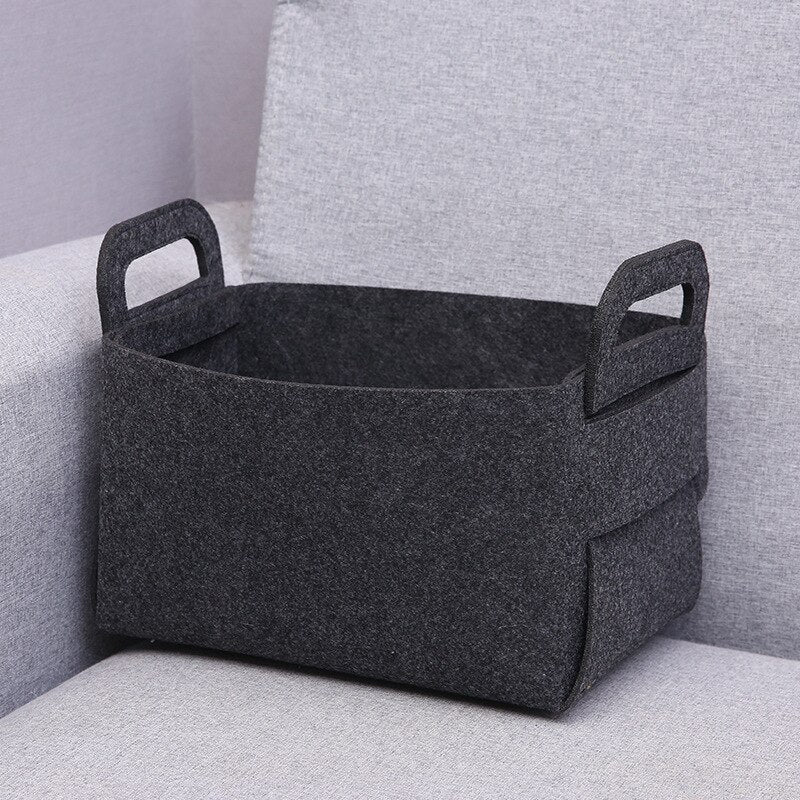 Collapsible Felt Storage Basket Foldable Bin Organizer with Handles Dirty Clothes Basket Toy Storage Box Sundries Storage Basket