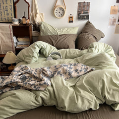 YICKYUE   -  Cottage Themed Green Tones Bedding Set