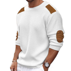Hearujoy Men Patchwork Suede Knit Sweater Slim Fit Long Sleeve O-neck  Knitwear Spring Autumn Fashion Knitted Pullover Tops Streetwear