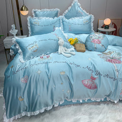Yickyue - Home Bed 4 Pcs Set with Duvet Cover Pillow Shams Flat Sheet