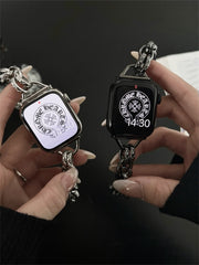 New Couple Metal Single Row Chain Strap For Apple Watch 41mm 45 38 42 44 40 mm Girl Fashion Metal Strap For iWatch 7 6 5 SE 4 3