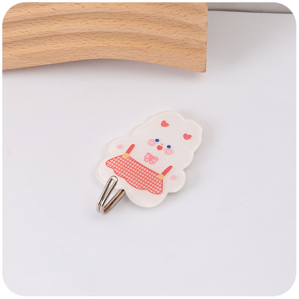Wall Hook Heavy Strong Kawaii Self Adhesive Hook Seamless Cute Sticker Hook Storage Organizer Punch-free Wall Velcro Desk Set
