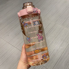 Large-capacity Scaled Drop-proof High Temperature Resistant Water Cup Fitness Outdoor Portable  Sports Water Bottle with Straw