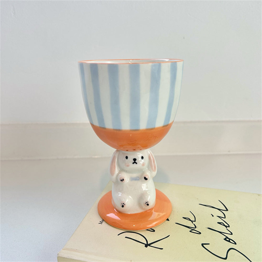 YICKYUE  -  Heal The Rabbit Cartoon Goblet Cute Hand-painted Three-dimensional Hand Pinch Mugs Irregular Large Capacity Coffee Cups
