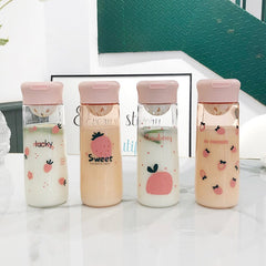 Plastic with tea, easy to handle cup, tea, lovely girl portable water cup, high temperature resistant, flower tea, anti falling