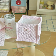 YICKYUE  -  Desktop Storage Basket Homemade Quilted Fabric Storage Box Fabric Three-dimensional Sorting Basket