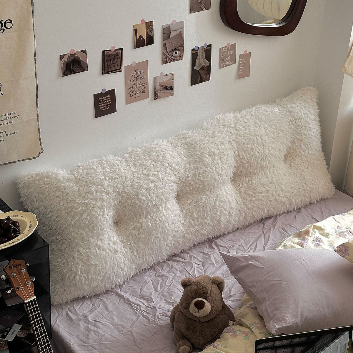 YICKYUE  -  Soft Plush Pillow Removable Bedside Cushion Ultra-long Bed Backrest Pillow for Couple Soft Sofa Waist Large Room Decoration 이불