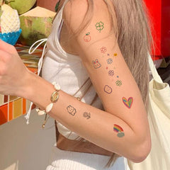 YICKYUE  -  6pcs NewCartoon Pattern Colored Flower Heart Temporary Tattoo Stickers Waterproof Magic Tattoo Disposable Tattoo Stickers