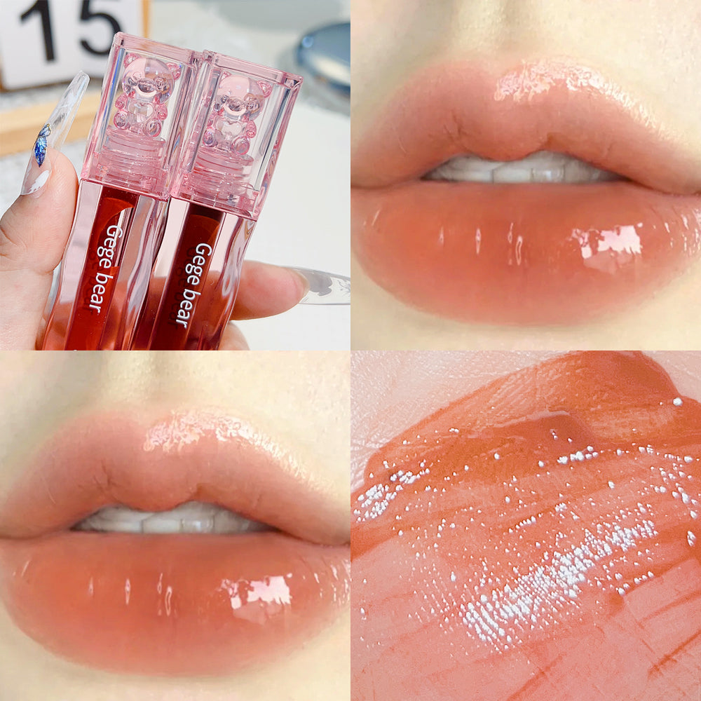 Yickyue Cherry Pink Mirror Water Lip Gloss Transparent Glass Lip Oil Waterproof Liquid Lipstick Nude Brown Clear Tint Makeup Cosmetics
