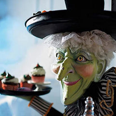 Halloween Witch Tabletop Server with Harlequin Tablecloth Halloween Cupcake Witch Display Stand Home Decoration