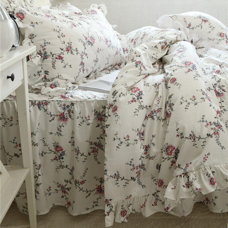 Yickyue New Vine flower print bedding set pastoral duvet cover bedding princess bedspread bed sheet for decor pillowcase bed clothes