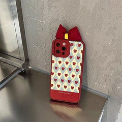 lovely bow tie loveheart phone case for iphone 13 pro max 12 mini 11 shockproof cover for iphone 7 plus 8 xr xs max x 6s 6 se 2