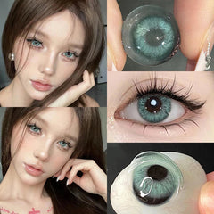 YICKYUE  -  Color contact lenses with grade 14.5MM Blue pink 1 year use contacts for women students cosplay  cosmetics contact lenses WT:40%