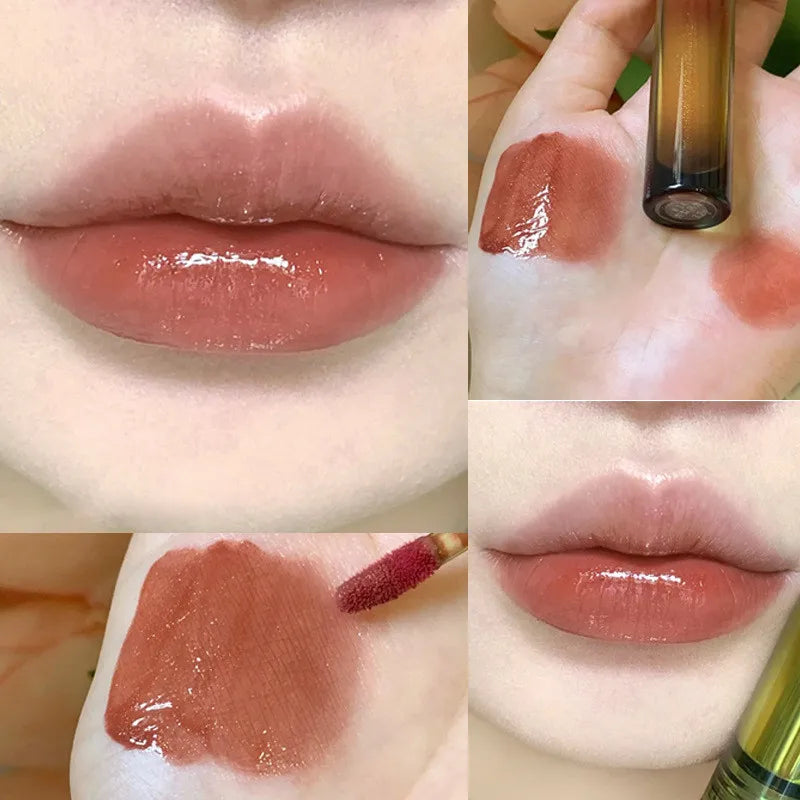 YICKYUE  -  Mirror Lipstick Water Lip Gloss Waterproof Long Lasting Glass Lip Glaze Fashion Sexy Red Lip Makeup Portable Cosmetic