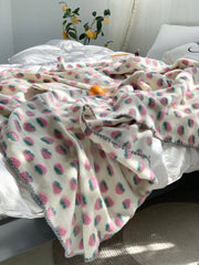 3D Cherry Strawberry Jacquard Wool Mixed Baby Blanket Sweet Baby Girl Swaddle Blanket Crib Beddings Newborn Receiving blanket