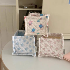 YICKYUE  -  Desktop Storage Basket Homemade Quilted Fabric Storage Box Fabric Three-dimensional Sorting Basket