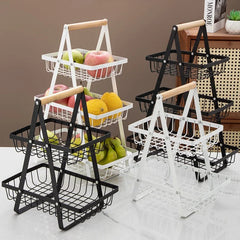 YICKYUE  -  Double Layered Hollow Net Fruit Basket Home Furnishings Three-layer Storage Rack Kitchen Storage