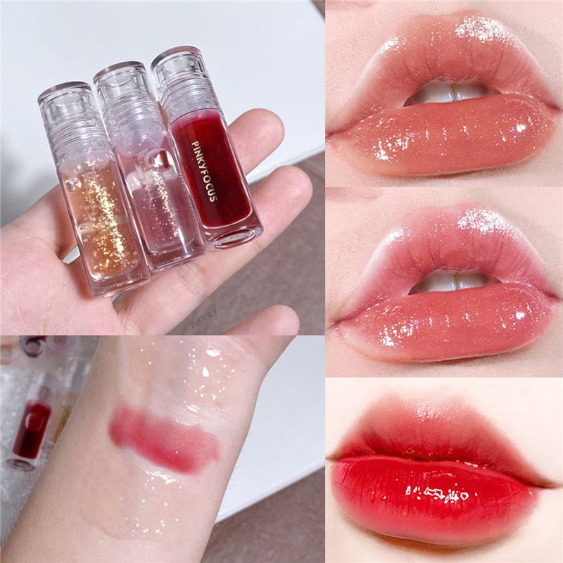 Mirror Water-light Lip Gloss Lip Glaze Transparent Shiny Glass Lip Oil Moisturizing Waterproof Liquid Lipstick Lip Tint Cosmetic