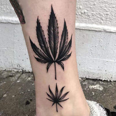 Waterproof Temporary Tattoo Sticker Black Hemp Leaf Design Body Art Fake Tattoo Flash Tattoo Arm Leg Male Female