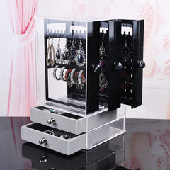 Jewelry Box Earrings Storage Box Organizer Jewelry Drawer Display Rack Organizador Necklace Jewelry Watch Cabinet Plastic