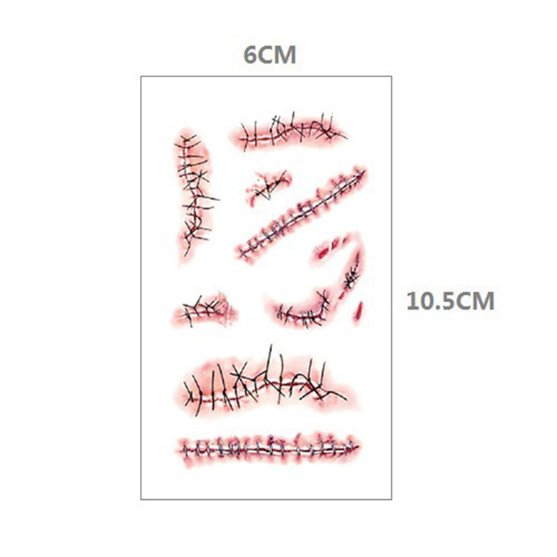 YICKYUE  -  Disposable Tattoo Stickers Halloween Tattoo Stickers Scars Funny Terrifying Realistic Scar Simulation Stickers