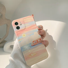 Beautiful landscape phone case for iphone 7 8 plus xs max x xr se  12 mini 11 pro max soft silicone painting scenery cover