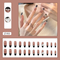False Nails Set Heart Diamond Nail Art Wearable Press On Fake Nails Tips 24pcs/box With Wearing Tools As Gift