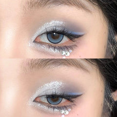 YICKYUE  -  4-Color Starry Sky Blue Eyeshadow Palette Matte Fine Flash Pigmented Blush Powder 4 Color Pressed Eyeshadow Party Makeup Palette