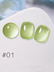 YICKYUE  -  1/9Pcs 2025 Peppermint Mambo Cat Eye Gel Polish-Glass Bead & Porcelain White for Summer Nails Salon/Home (01-09 Nail Supplies)