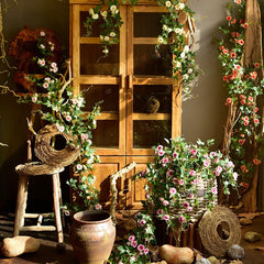 140cm Artificial Liana Plant Rose Fake Flower Vine Leaves Wedding Halloween Party Decorations For Home Garden Decorations