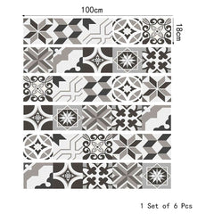6Pcs/Set Gray Geometric Simple Stair Stickers Decorative PVC  Self-Adhesive Home Waterproof Wall Stickers Step Stickers 18x100CM