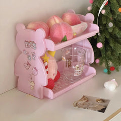 YICKYUE  -  Plastic Foldable Multifunction Double-deck Desktop Storage Shelf Rest Room Toiletries and Cosmetics Storage and Finishing Rack