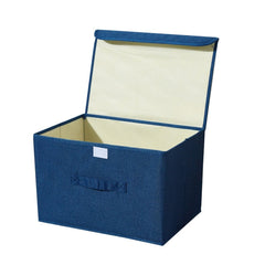 2021 New Washable Cotton Linen Fabric Folding CD Storage Box Foldable Bins Toys Organizer With Lid Storage Basket Laundry Basket