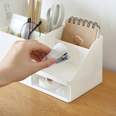 Yickyue Drawer Desktop Storage Box Rack Nordic Style Office Finishing Desk School Supplies Shelf Stationery Storage Office Accessories