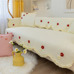 Yickyue Cute Flower Sofa Cover Blanket Universal Non-slip Cotton Sofa Towel For Living Room Furniture Decor Tapestry Couch Cover