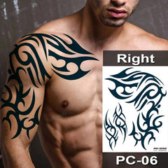 YICKYUE  -  Chest Arm Shoulder Tattoo Sticker Waterproof Big Large Size Body Art Fake Tattoo For Men Adult Realistic Temporary Tattoo Male