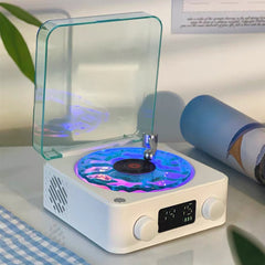 YICKYUE  -  Waves Vinyl Player Bluetooth Speaker with White Noise Retro Turntable Speaker Sleep Aid Vitrola Shaped Speaker with RGB Light