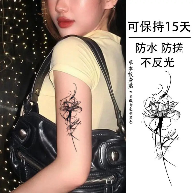 YICKYUE  -  Herbal Juice Rose Flower Temporary Tattoos for Women Arm Punk Waterproof Tattoo Stickers Art Lasting Cover Scars Fake Tattoo