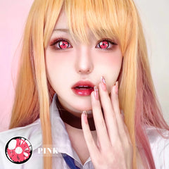 YICKYUE  1 Pair Pink Lenses Anime Accessories Color contact lenses for Eyes Nezuko Coslay Lenses Anime Lenses Halloween Lenses