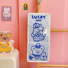 W&G Japanese Cute Little Bear Wall Hanging Storage Bag Ins Dormitory Wall Hanging Storage Bag Decoration Kawaii Hanging Pocket