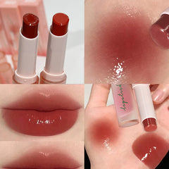 YICKYUE  -  Moisturizing Tea Red Jelly Lipstick Waterproof Non-stick Cup Mirror Water Solid Lip Gloss Clear Lasting Lipstick Makeup Cosmetic