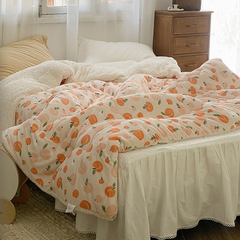 Yickyue Peach + Orange + Teddy Fleece Blankets