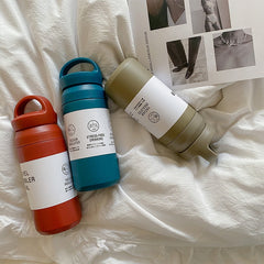 Ins Simple Fashion Thermos Cup 304 Stainless Steel Cup Thermal Coffee Mug Portable Student Couple Vacuum Flask Thermos Bottle