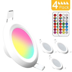 4pcs LED Downlight Round Dimmable 7W RGBW LED kids Ceiling Recessed Spot Light Infrared controller Color Changing AC 110V/220V